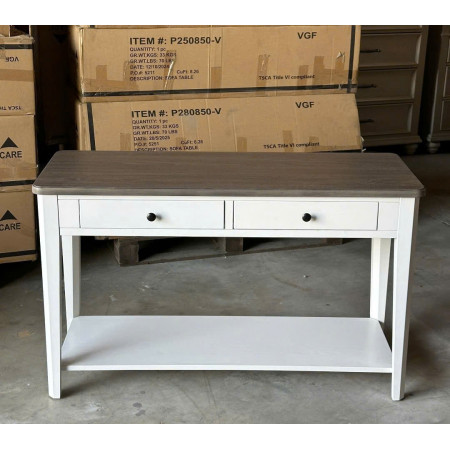 P2728 Collection 02 : Bộ 2 Bàn Trang Trí - Màu Trắng + Nâu